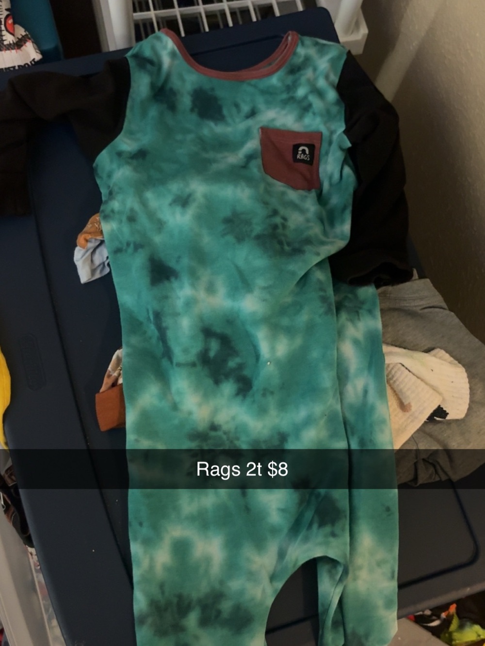 Rags Teal Tie-Dye Kids One-Piece with Pocket - 2T